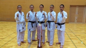 It is susumisenshu, Era, *josakisenshu, Mizoguchi, Jingu from the left participating in the personal pattern practice with a partner of all Kyushu meetings